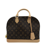 LOUIS VUITTON 2018 "ALMA" PM MONOGRAM LUXE HANDBAG BROWN