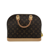 LOUIS VUITTON 2018 "ALMA" PM MONOGRAM LUXE HANDBAG BROWN