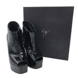 GIUSEPPE ZANOTTI LAVINIA PATENT ANKLE PEEPTOE DESIGNER SHOES BLACK 8