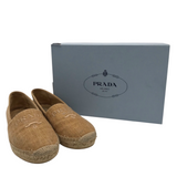 PRADA ESPADRILLES SLIP ON LUXE SHOES TAUPE 38