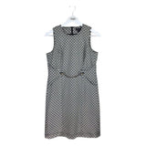 WORTH SLEEVELESS MIDI DESIGNER DRESS WHITE BLACK 6