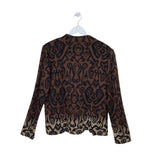 MING WANG PRINT OPEN LONG SLEEVE DESIGNER CARDIGAN BROWN BLACK LARGE