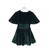 ANTHROPOLOGIE NWT$198 VELVET SHORT SLEEVE DRESS GREEN XS