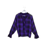 ANN TAYLOR PLAID LONG SLEEVE TOP PURPLE MAROON MEDIUM
