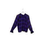 ANN TAYLOR PLAID LONG SLEEVE TOP PURPLE MAROON MEDIUM