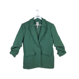 CINQ A SEPT TWEED 3/4 SLEEVE DESIGNER JACKET GREEN 16