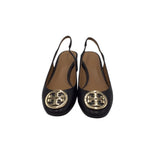 TORY BURCH LOGO SLINGBACK PUMP DESIGNER SHOES BLACK