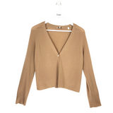 VINCE 100% CASHMERE LONG SLEEVE DESIGNER CARDIGAN TAN LARGE