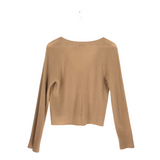 VINCE 100% CASHMERE LONG SLEEVE DESIGNER CARDIGAN TAN LARGE