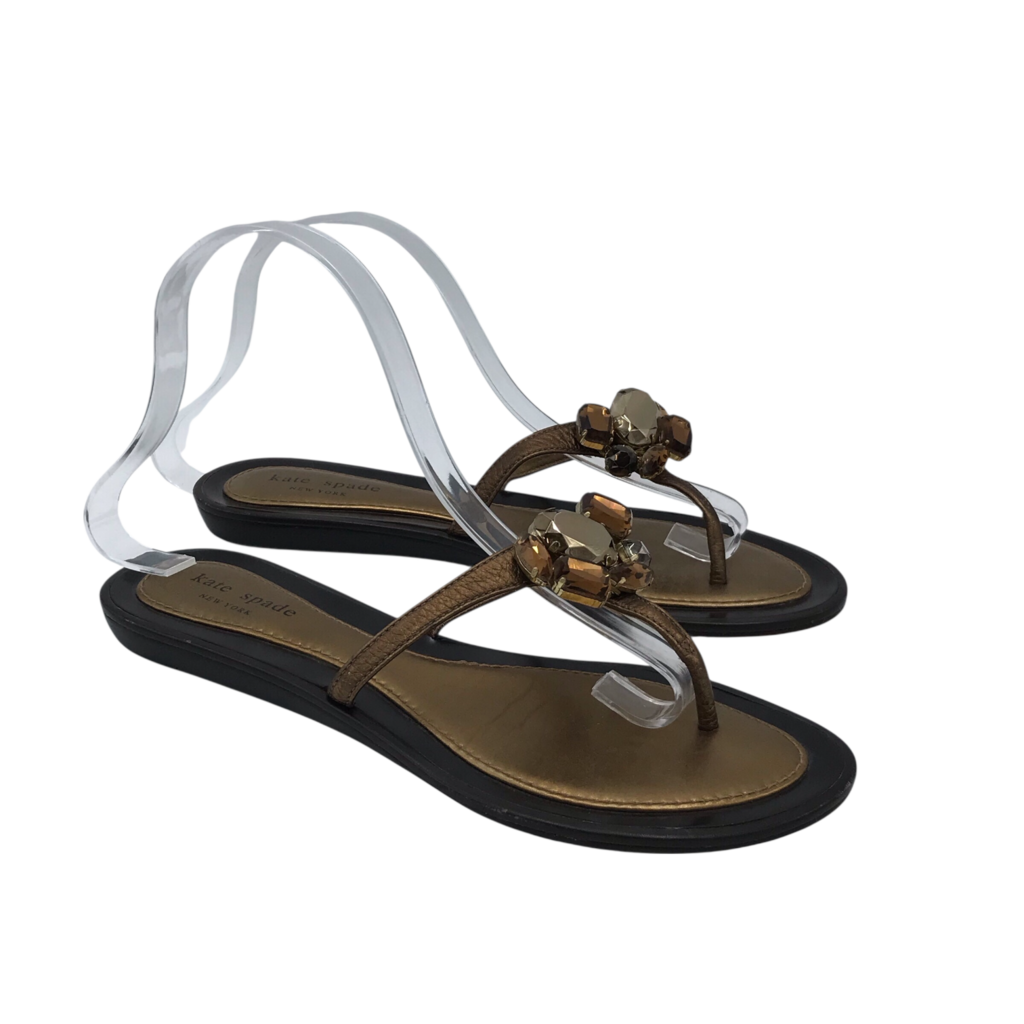 KATE SPADE FLAT RHINESTONES SANDALS SHOES BRONZE BROWN 8.5M