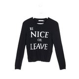 ALICE + OLIVIA RET$298 BE NICE DESIGNER SWEATER BLACK WHITE LARGE