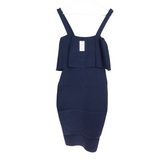 MILLY NWT KNIT FLOUNCE SLEEVELESS DESIGNER DRESS NAVY MEDIUM