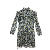 ROBERT RODRIGUEZ FLORAL LONG SLEEVE DESIGNER DRESS BLACK BLUE 8