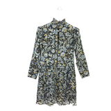 ROBERT RODRIGUEZ FLORAL LONG SLEEVE DESIGNER DRESS BLACK BLUE 8