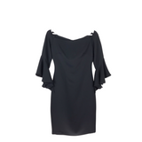 FLARE 3/4 SLEEVE DESIGNER DRESS BLACK 6