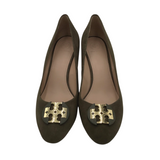 TORY BURCH SUEDE WEDGE SHOES OLIVE 10M