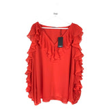 UNGARO NWT$545 PLEATED COLD SHOULDER DESIGNER TOP RED XXLARGE