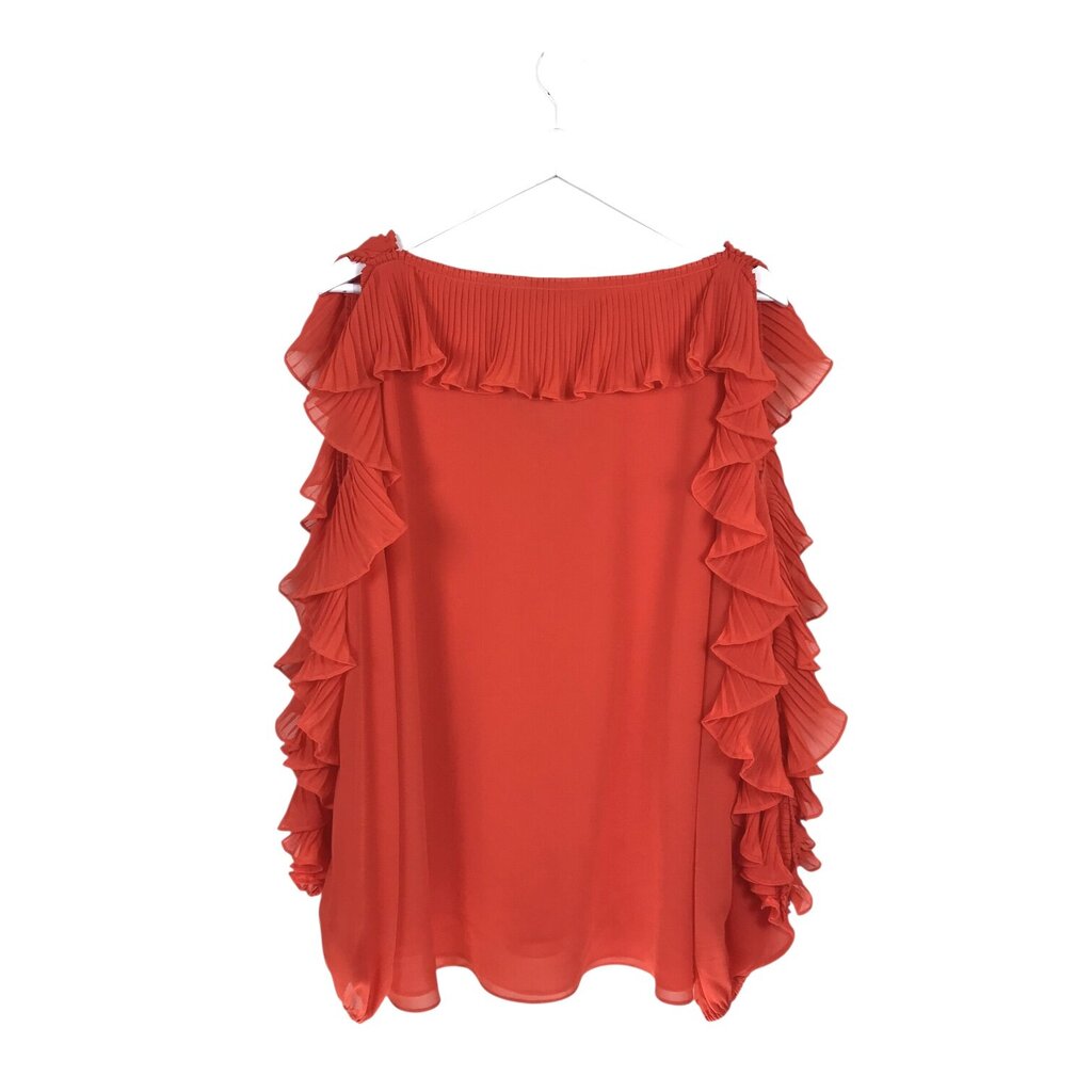 UNGARO NWT$545 PLEATED COLD SHOULDER DESIGNER TOP RED XXLARGE