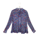 DEREK LAM FLORAL LONG SLEEVE DESIGNER TOP BLUE RED 6