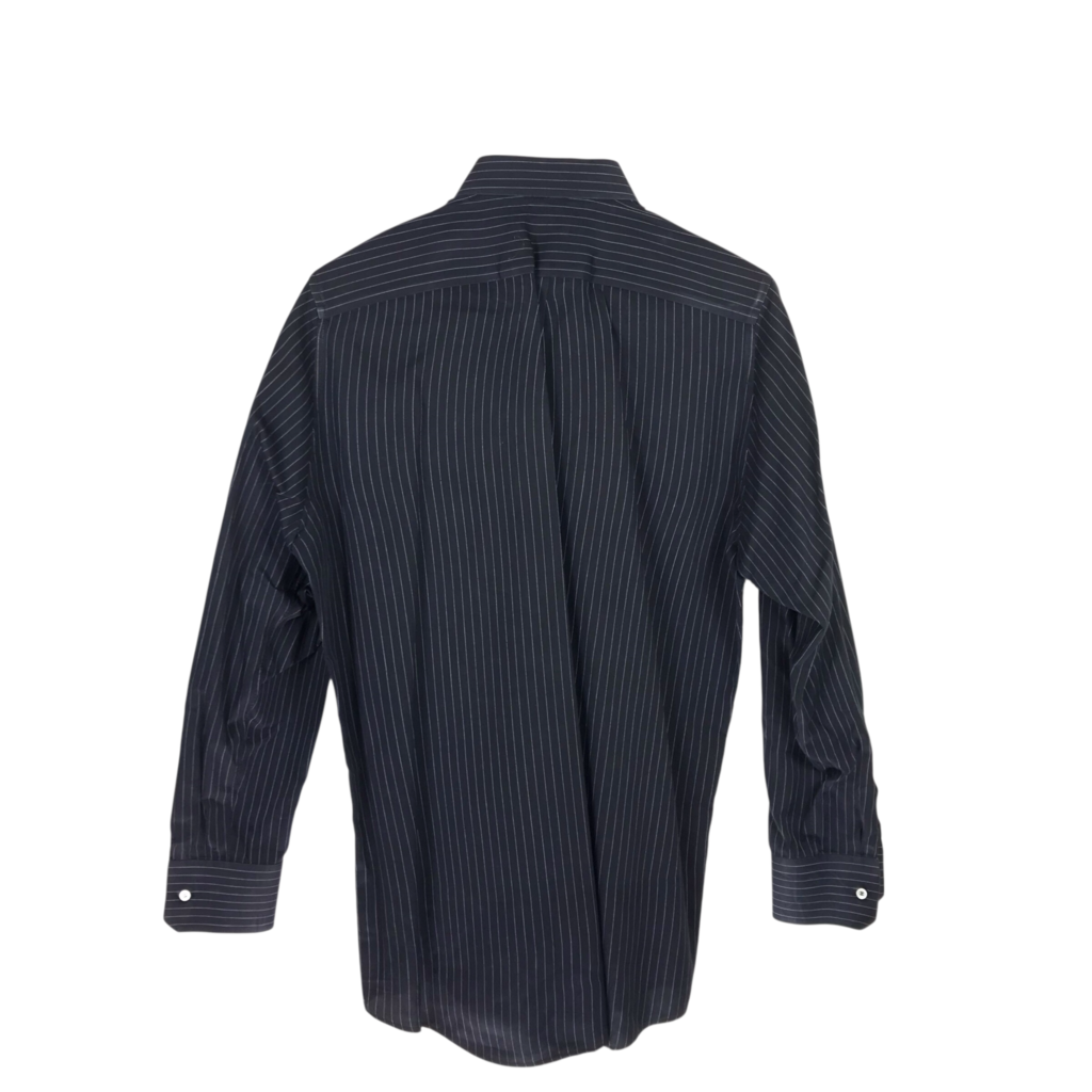 DOLCE & GABBANA STRIPE LONG SLEEVE MEN SHIRT BLACK WHITE 16.5