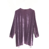 JOHNNY WAS NWT$275 EMBROIDERED VELOUR LONG SLEEVE DESIGNER TOP PURPLE LARGE