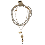 ANTHROPOLOGIE TRIPLE STRANDS 14K GOLD PLATED NECKLACE WHITE GOLD
