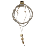 ANTHROPOLOGIE TRIPLE STRANDS 14K GOLD PLATED NECKLACE WHITE GOLD