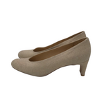 STUART WEITZMAN PUMP DESIGNER SHOES CREME GOLD 8N