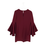 MILLY FLARE LONG SLEEVE DESIGNER DRESS MAROON 4