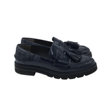 STUART WEITZMAN PATENT LOAFER DESIGNER SHOES NAVY 7B