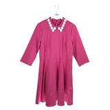 KATE SPADE FLORAL TRIM 3/4 SLEEVE DESIGNER DRESS PINK WHITE XL