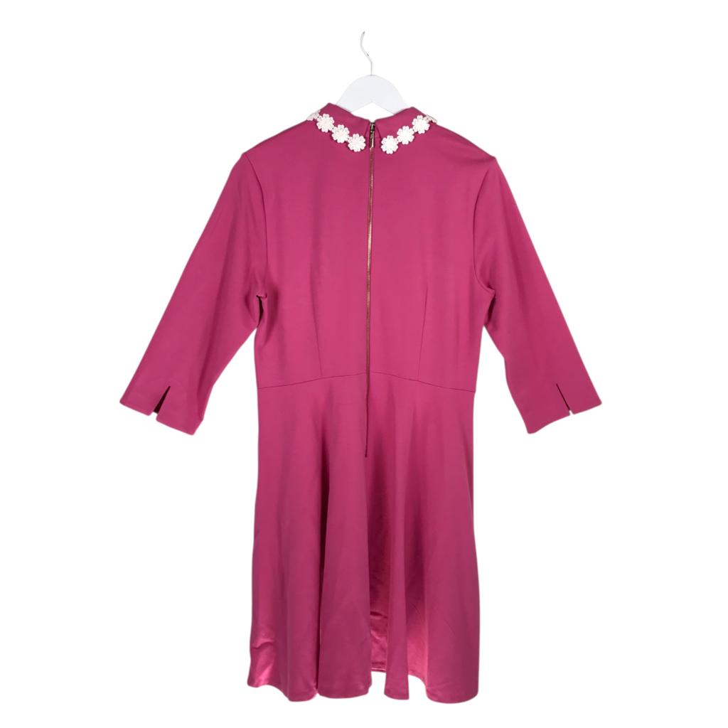 KATE SPADE FLORAL TRIM 3/4 SLEEVE DESIGNER DRESS PINK WHITE XL