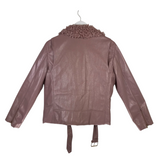 MILLY MOTO FAUX FUR TRIM DESIGNER JACKET BLUSH MEDIUM