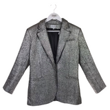 MILLY METALLIC DESIGNER BLAZER SILVER MEDIUM