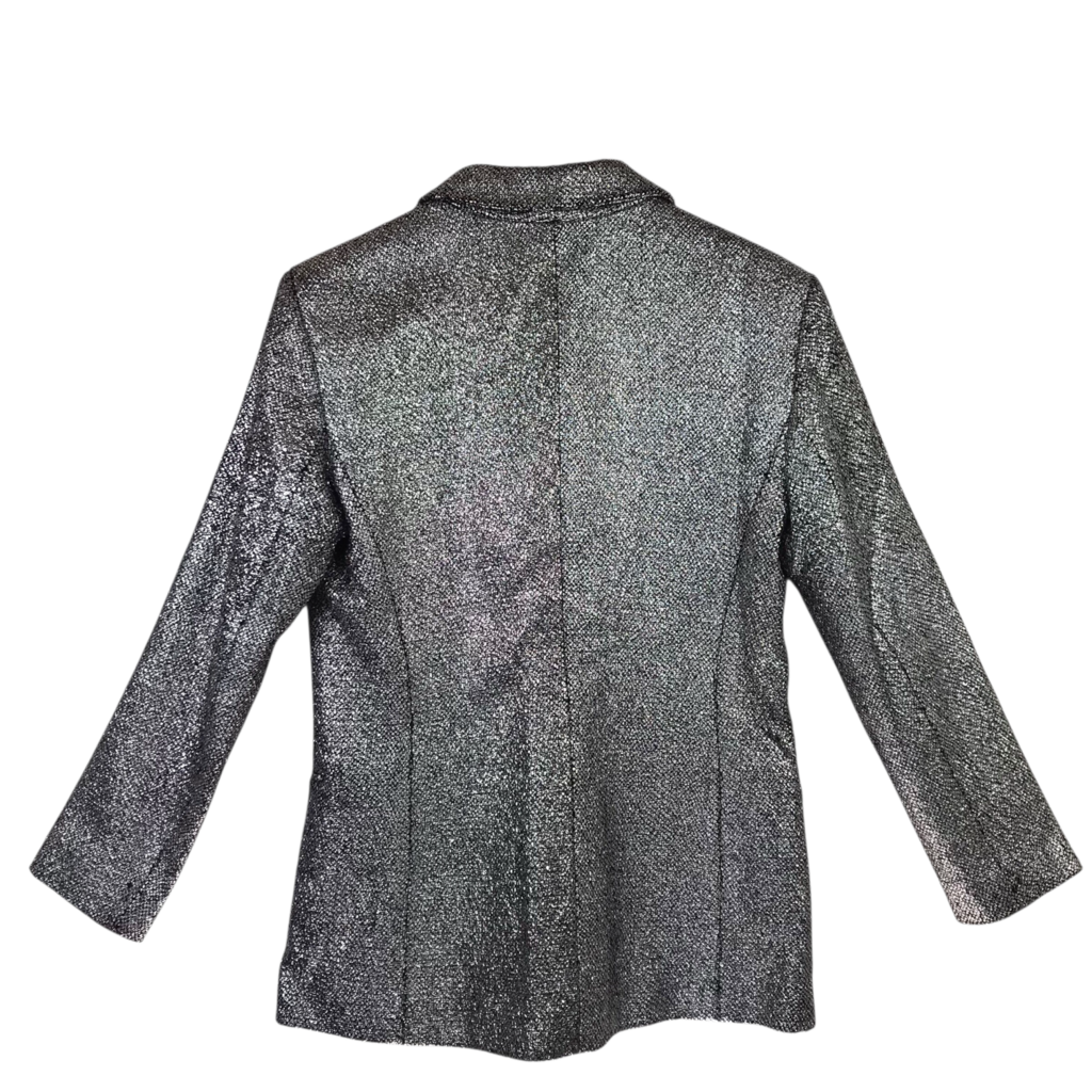 MILLY METALLIC DESIGNER BLAZER SILVER MEDIUM