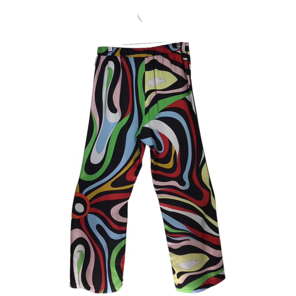 EMILIO PUCCI RET$1340 SILK PRINT DESIGNER PANT BLACK MULTI 6