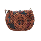 PATRICIA NASH LINKED LEATHER CROSSBODY HANDBAG BROWN TEAL