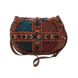 PATRICIA NASH LINKED LEATHER CROSSBODY HANDBAG BROWN TEAL