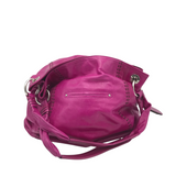 B MAKOWSKY LEATHER SHOULDER HANDBAG MAGENTA