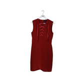 GUCCI LACE UP SLEEVELESS DESIGNER DRESS RED 44