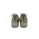 CHRISTIAN LOUBOUTIN "VIEIRA" CRINKLED METALLIC RED SOLE LUXE SHOES GOLD 37.5