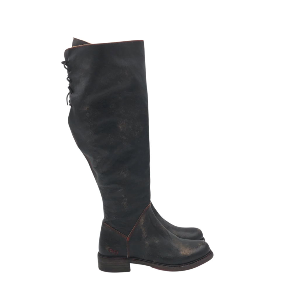 RET$345 LEATHER KNEE HIGH DESIGNER BOOTS BROWN 7