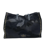 VALENTINO ROCKSTUD CAMO SOFT TOTE LUXE HANDBAG BLUE