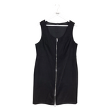 FAUX SUEDE SLEEVELESS DESIGNER DRESS BLACK 18W
