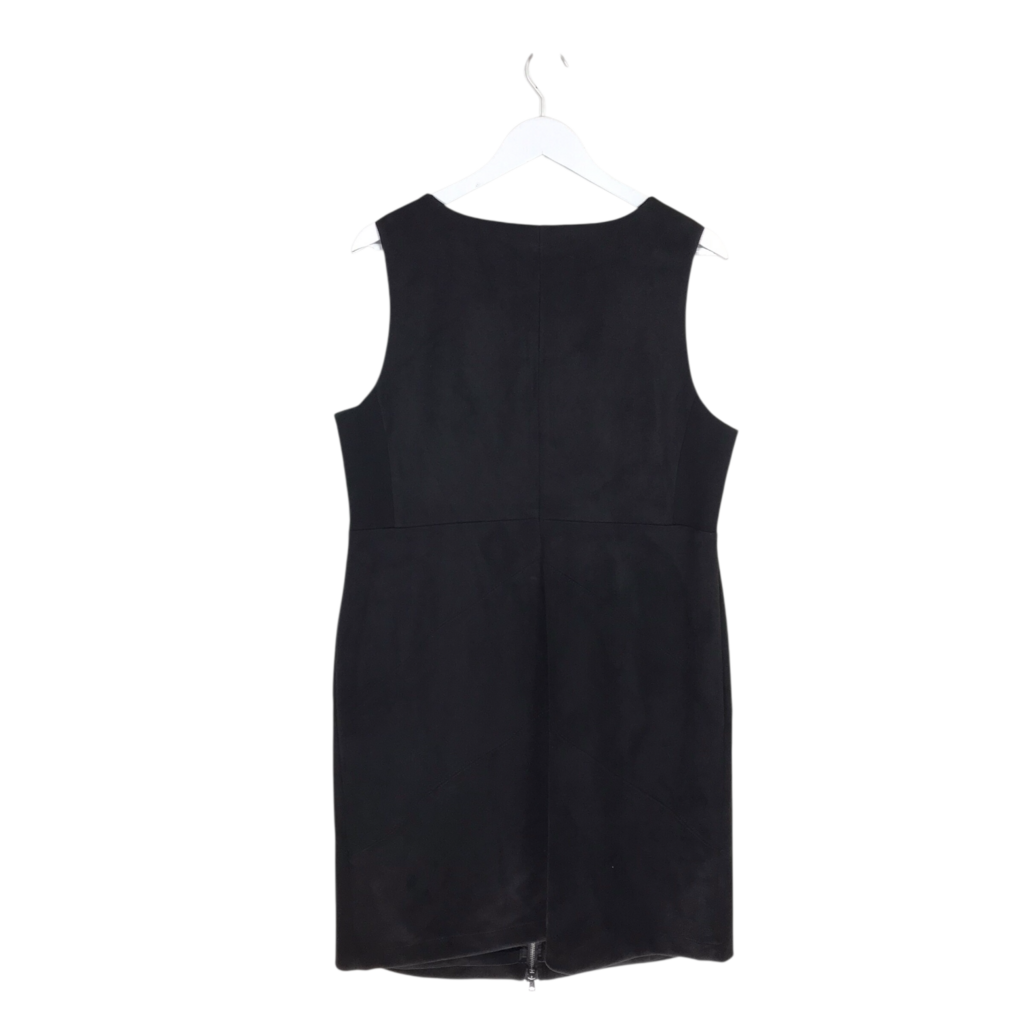 FAUX SUEDE SLEEVELESS DESIGNER DRESS BLACK 18W