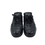 PRADA "DOWNTOWN" LOGO LEATHER SNEAKERS MEN SHOE BLACK 10