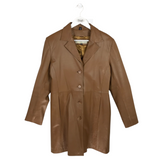 LEATHER LONG SLEEVE DESIGNER JACKET TAN MEDIUM
