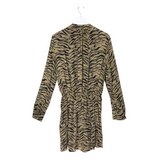 ZADIG & VOLTAIRE ANIMAL PRINT LONG SLEEVE DESIGNER DRESS BEIGE BLACK LARGE