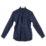 MACEOO PRINT LONG SLEEVE MEN SHIRT NAVY SMALL
