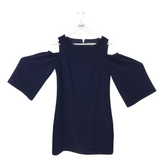 TRINA TURK COLD SHOULDER LONG SLEEVE DESIGNER DRESS NAVY 6